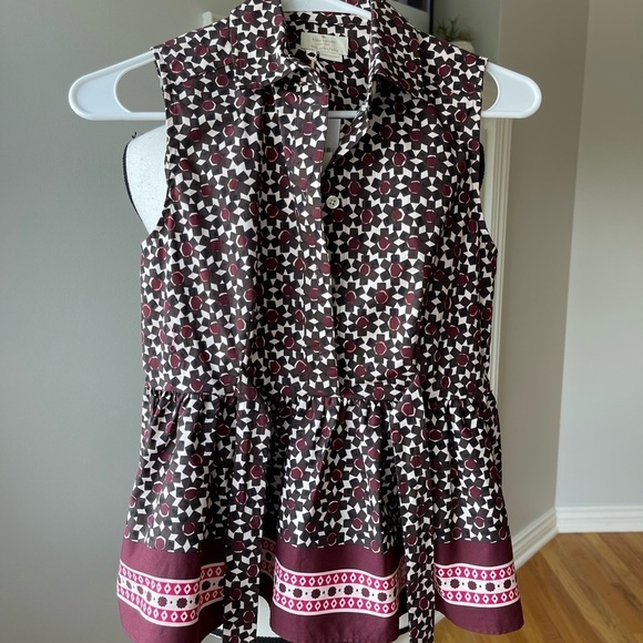 Kate Spade NWT Floral Tile Peplum Top in Rambling Rose size extra small - Picture 2 of 9